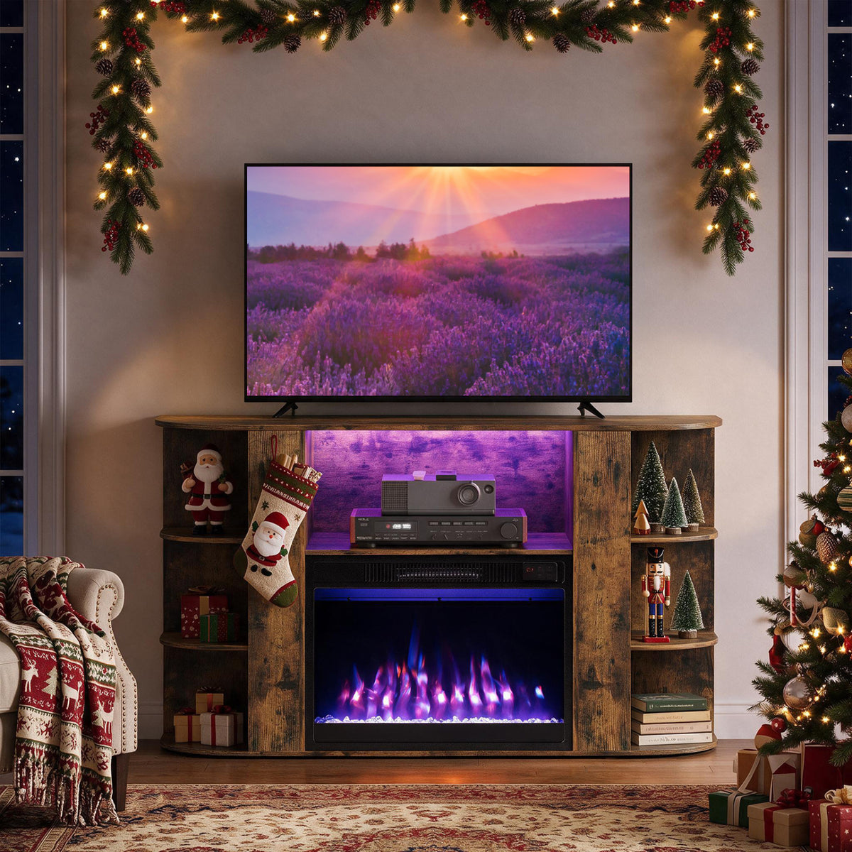 50â Fireplace TV Stand with RGB Lights and 23â Electric Fireplace for Living Room