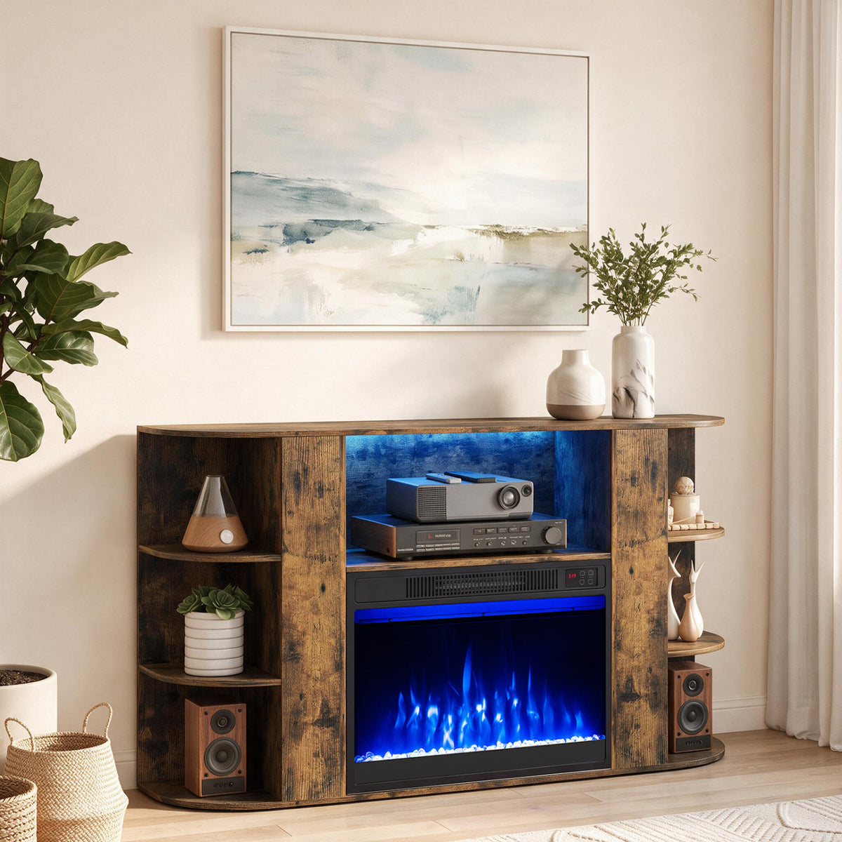 50â Fireplace TV Stand with RGB Lights and 23â Electric Fireplace for Living Room