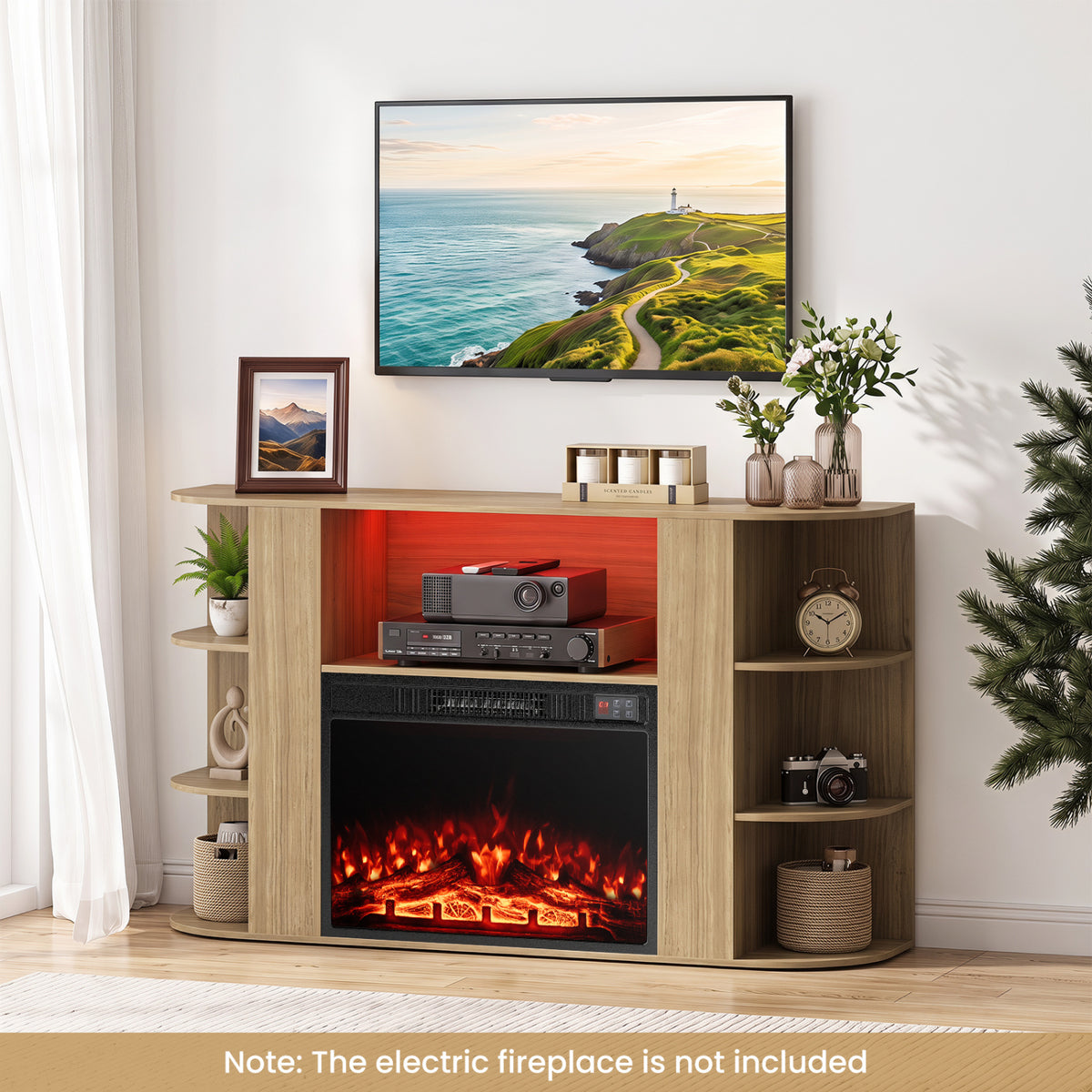 TV Stand for 55 Inch TV with RGB Lights Entertainment Center with Adjustable and Removable Shelf