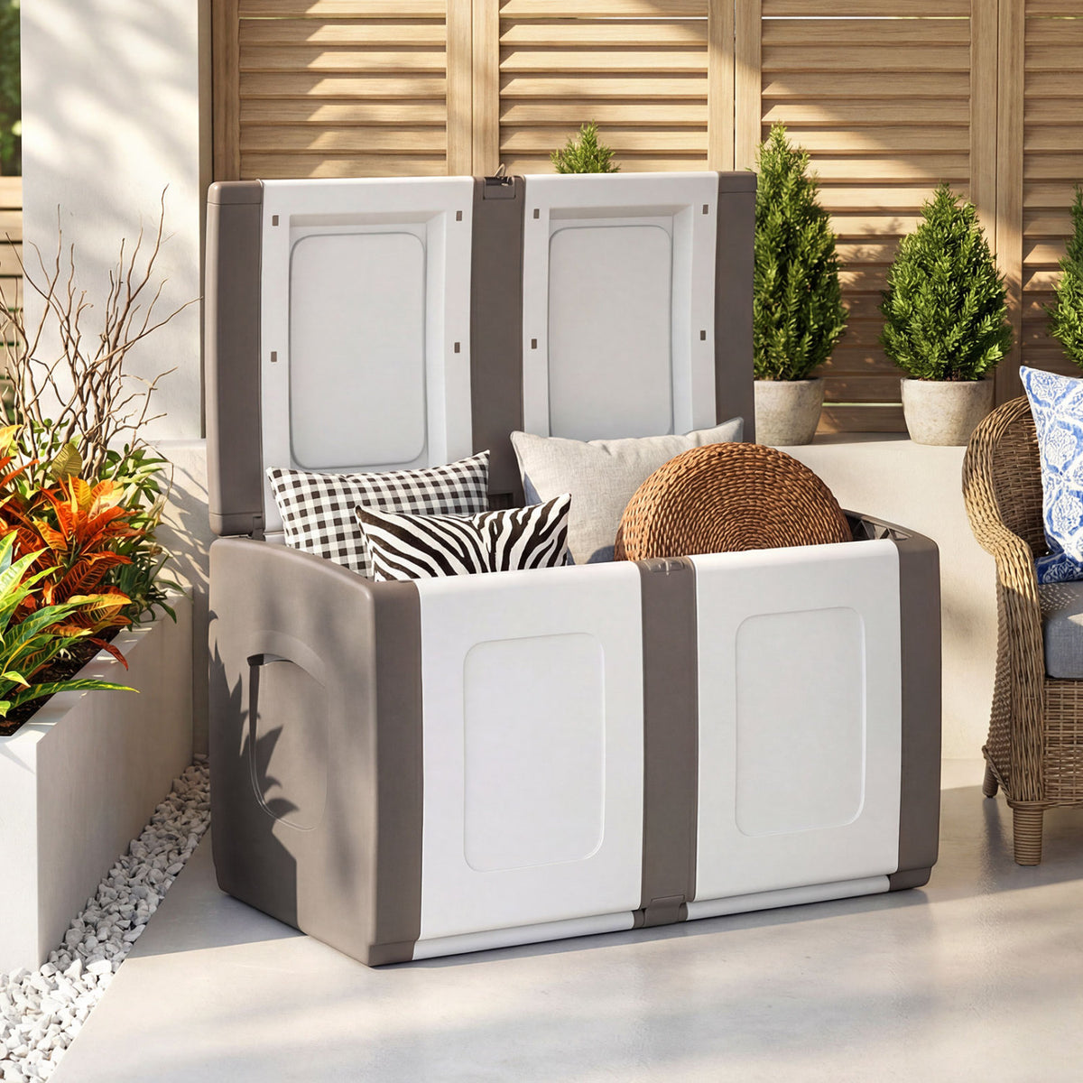 Patio Container with Lockable Lid for Packages and Garden