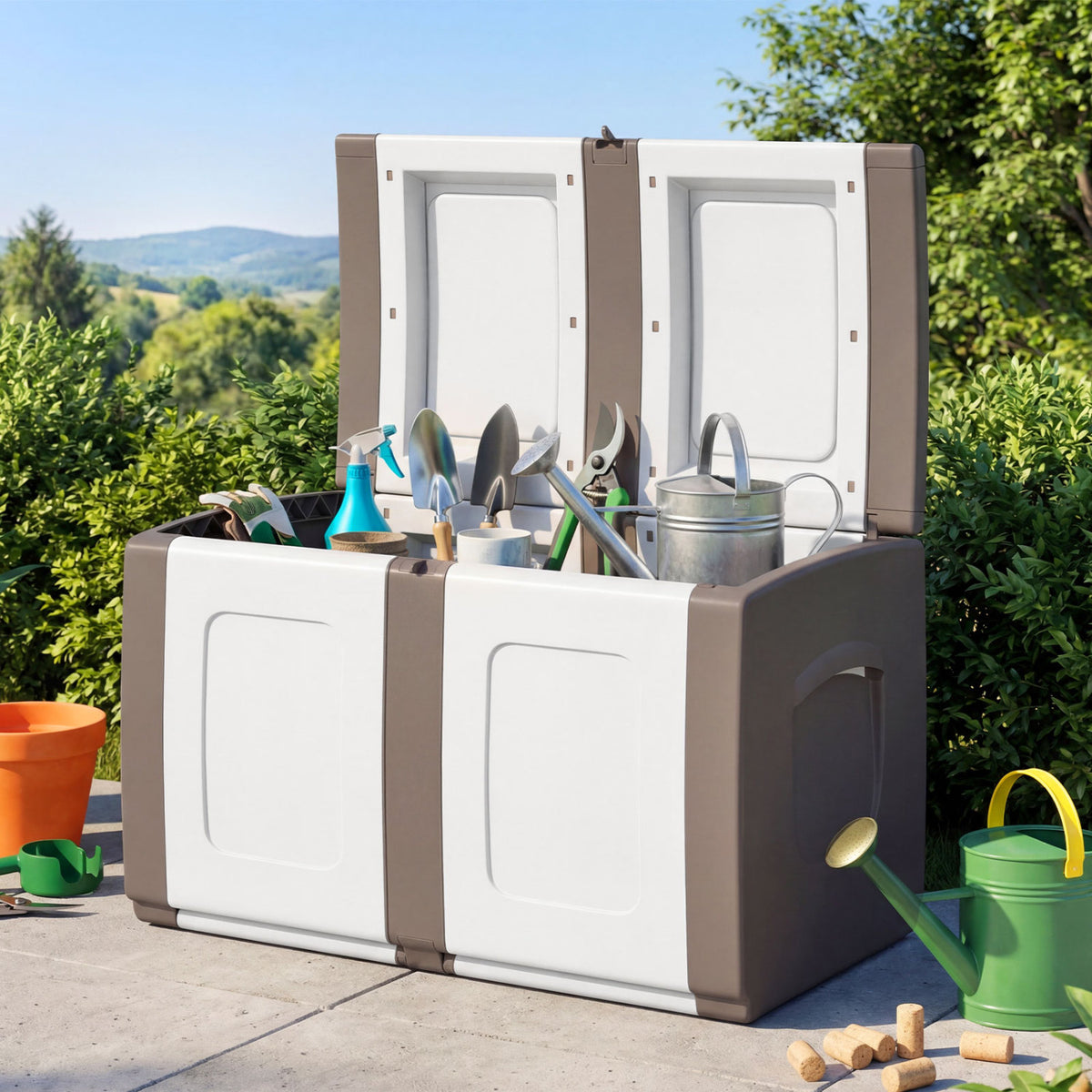 Patio Container with Lockable Lid for Packages and Garden