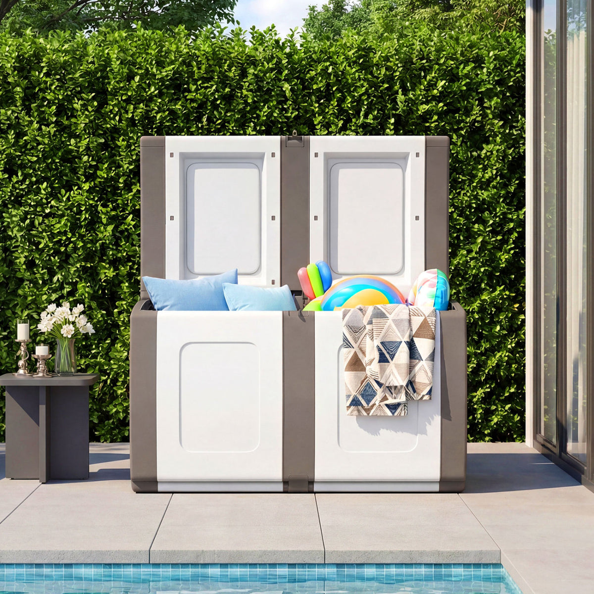 Patio Container with Lockable Lid for Packages and Garden