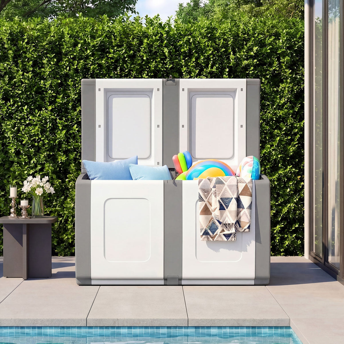 Patio Container with Lockable Lid for Packages and Garden