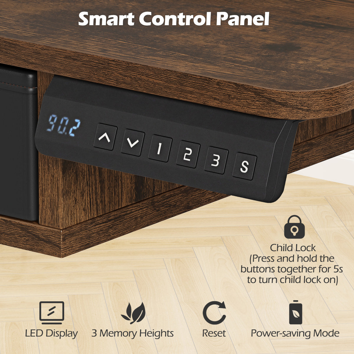 55 Inch x 27 Inch Electric Standing Desk with Drawers