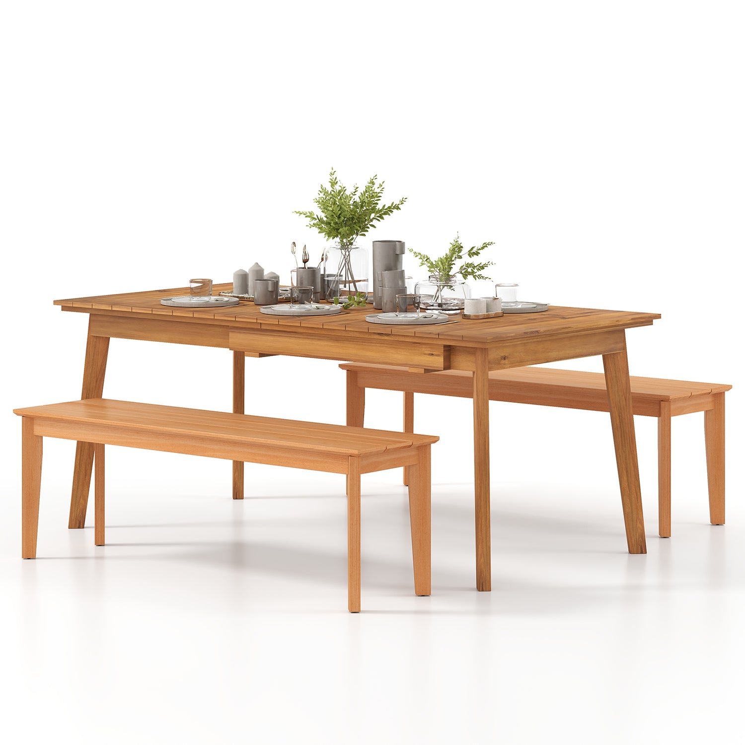 55 Inches Outdoor Teak Wood Bench with 880 LBS Weight Capacity