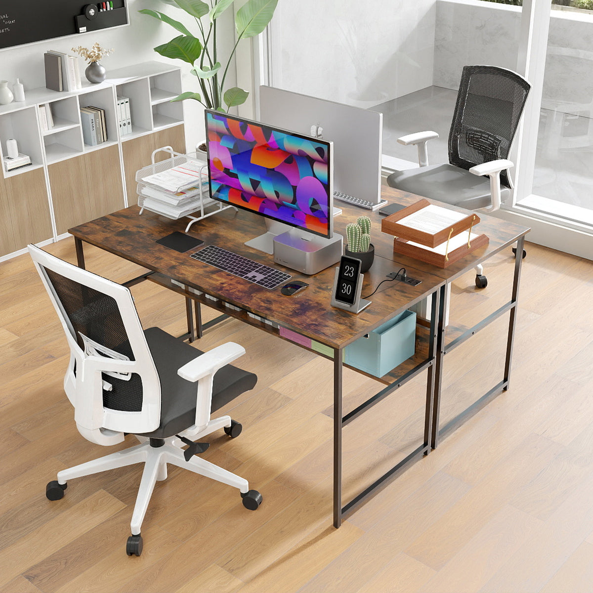 55 x 24 inch Computer Desk with Power Outlets and USB Ports