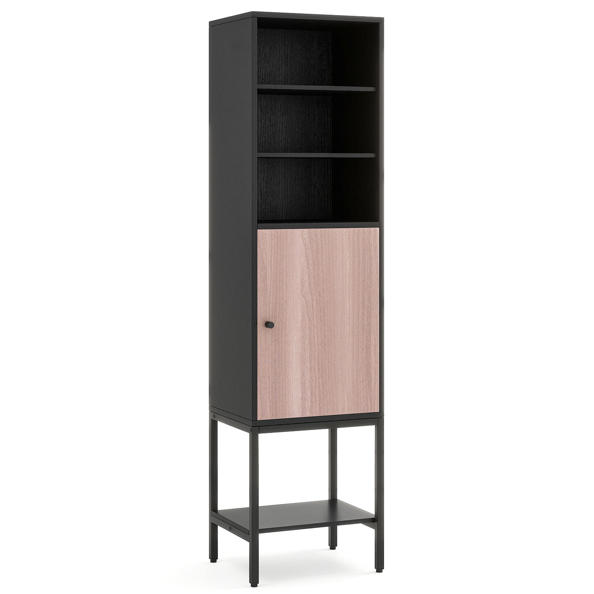 57 Inch Bathroom Tall Cabinet with 1 Door and 4 Shelves Narrow Storage Unit