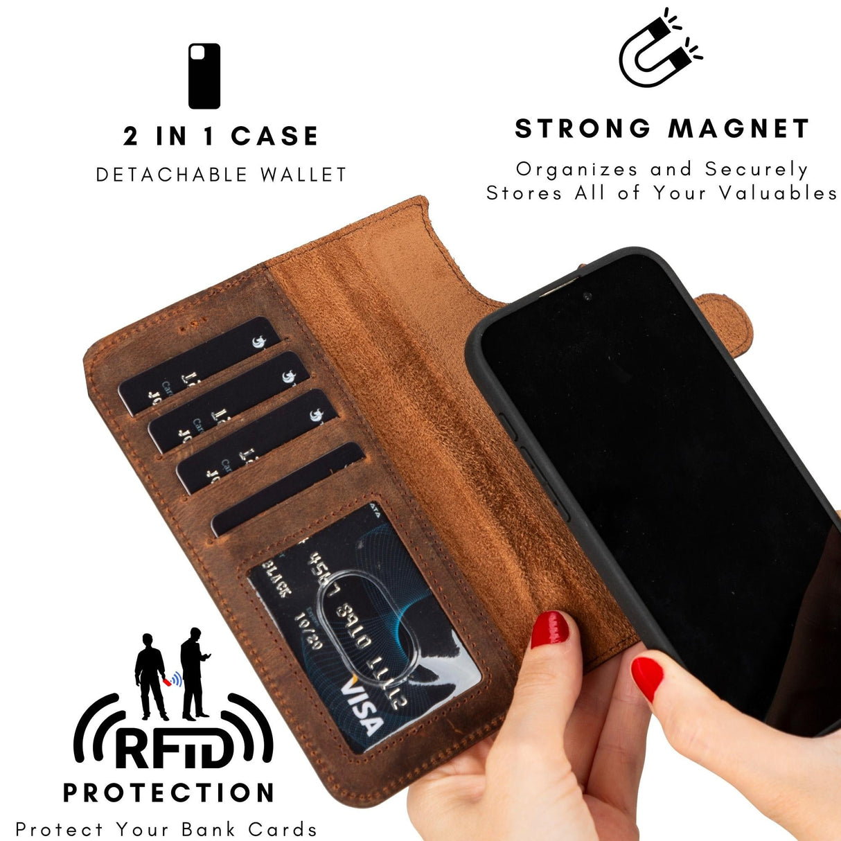 Casper iPhone 14 Series Detachable Leather Wallet Case