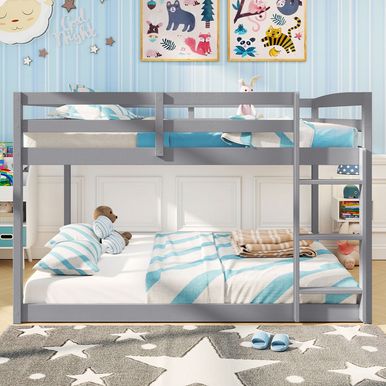 Full Over Full Bunk Bed Low-to-ground Bunk Bed