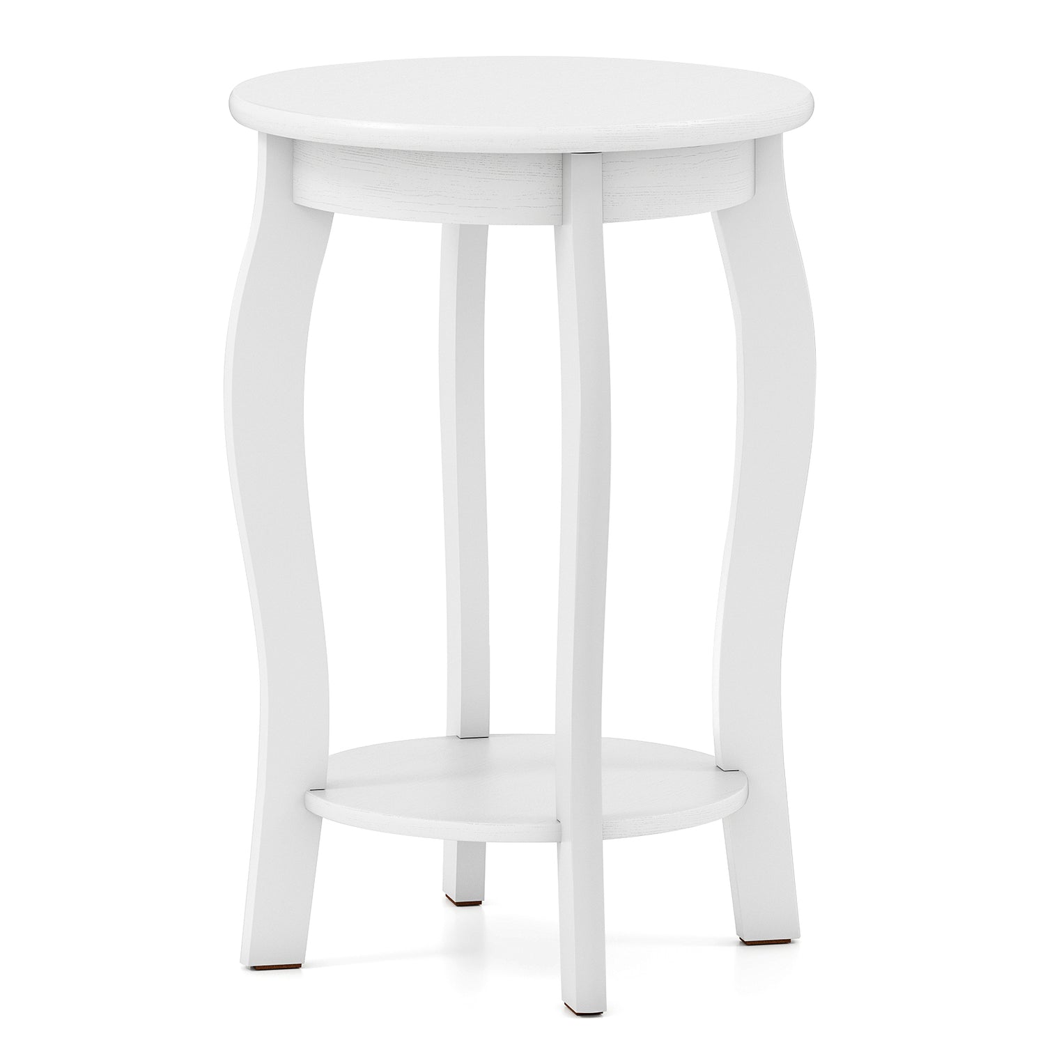 15 Inch 2-Tier Round End Table with Storage Shelf