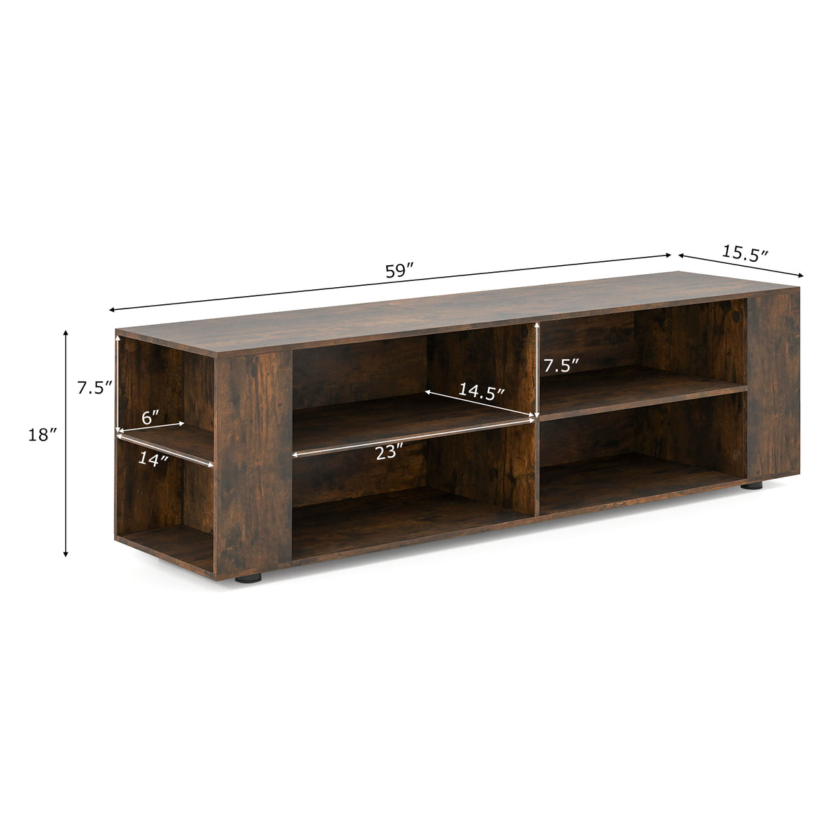 59 Inch Console Storage Entertainment Media Wood TV Stand