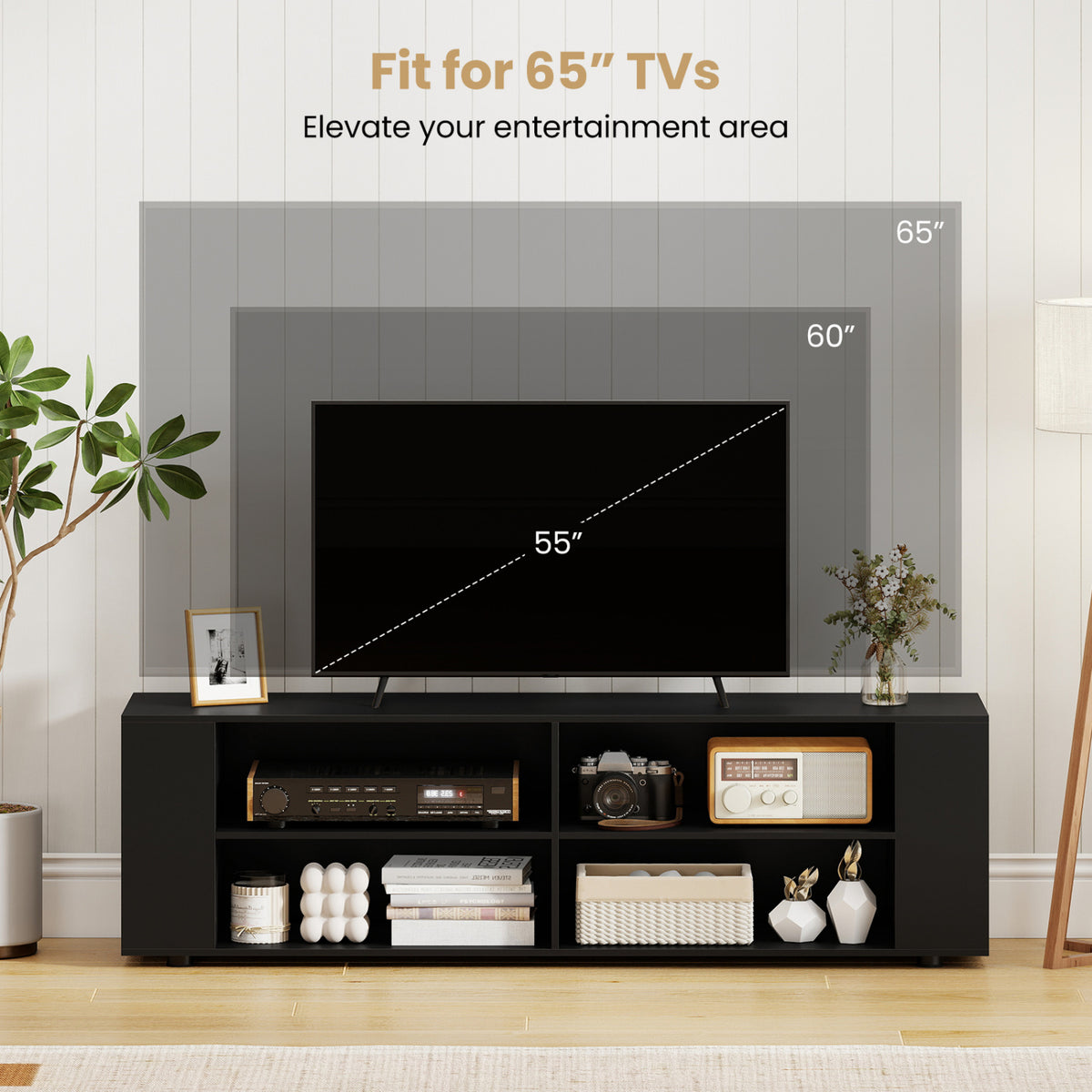 Console Storage Entertainment Media Wood TV Stand