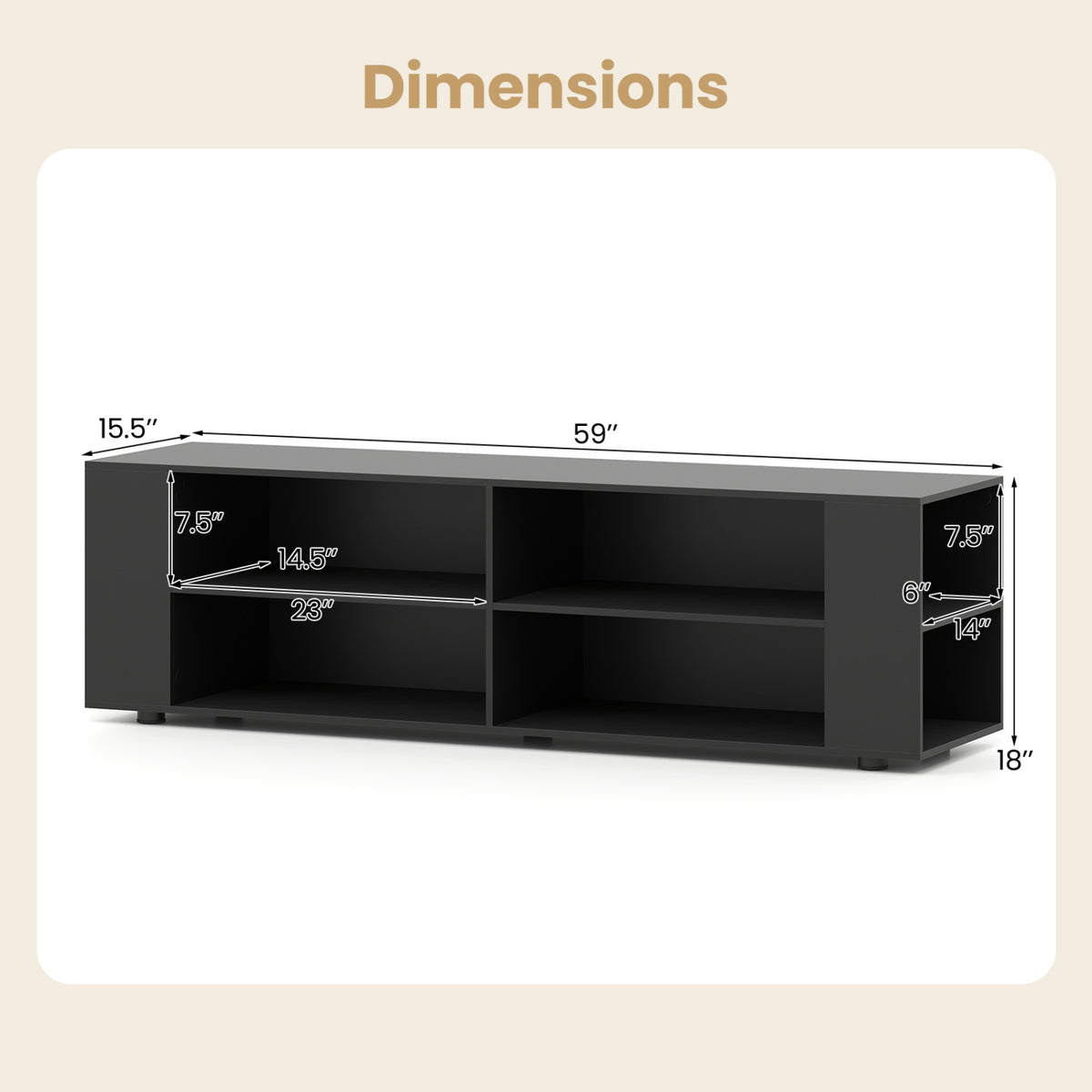 Console Storage Entertainment Media Wood TV Stand