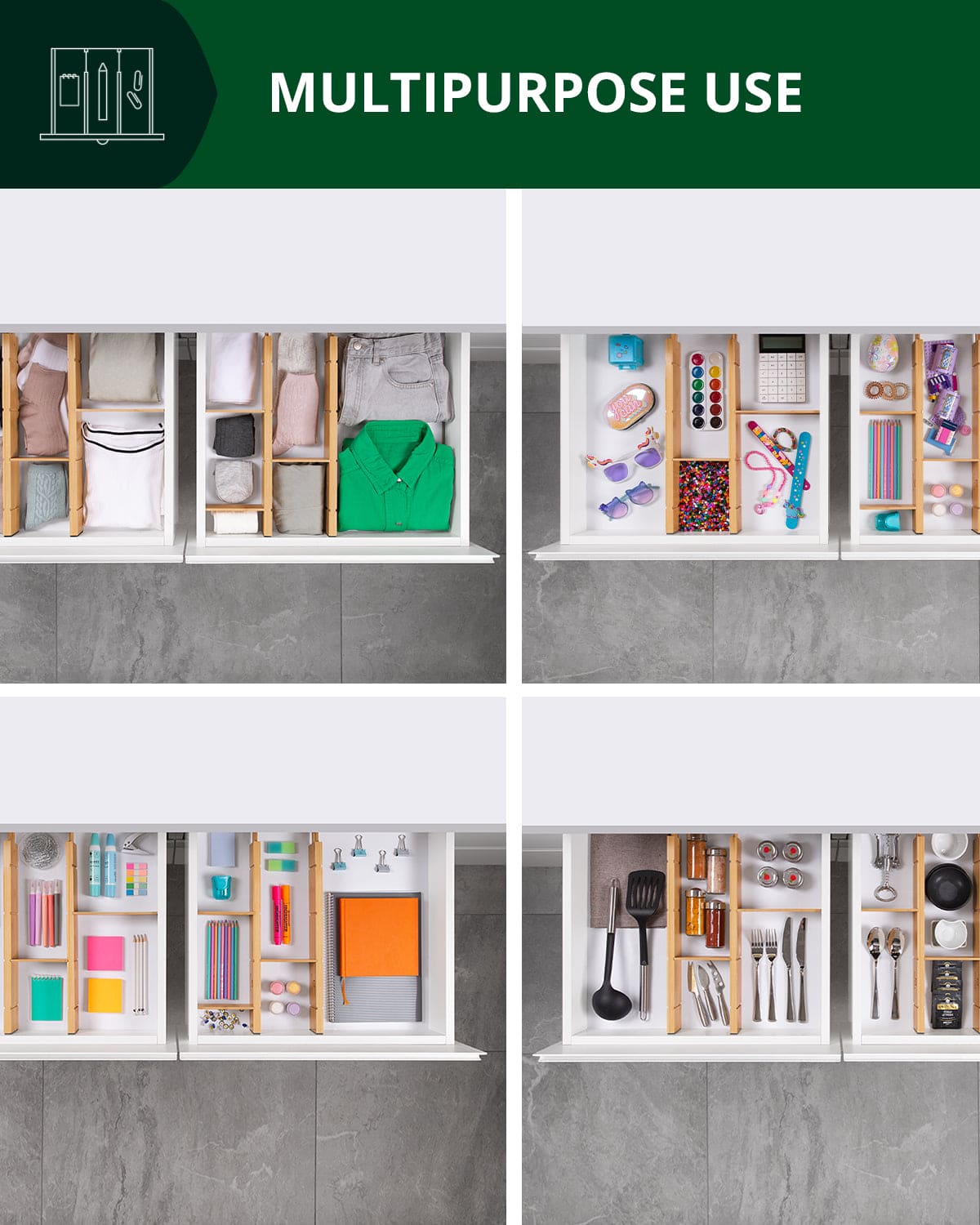 Drawer Dividers 22” with inserts, Natural