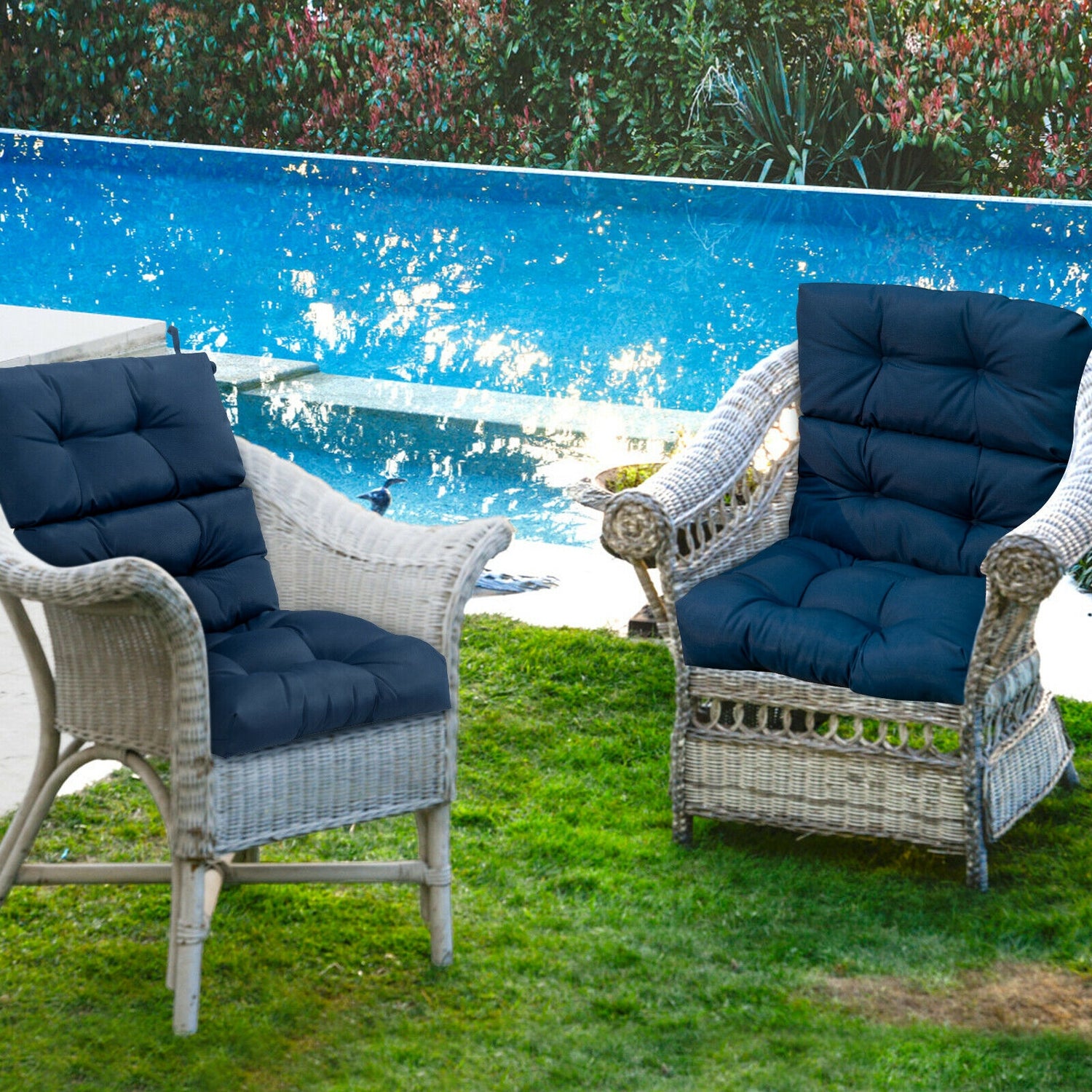 22 x 44 Inch Tufted Outdoor Patio Chair Seating Pad