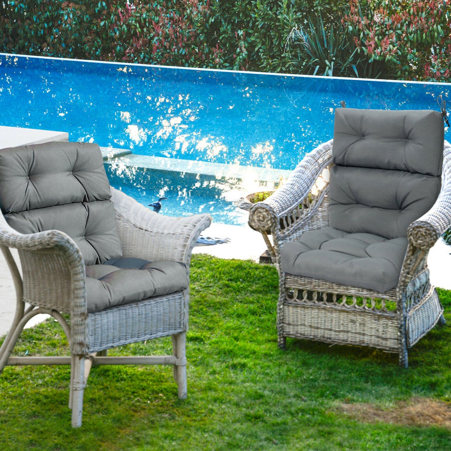 22 x 44 Inch Tufted Outdoor Patio Chair Seating Pad