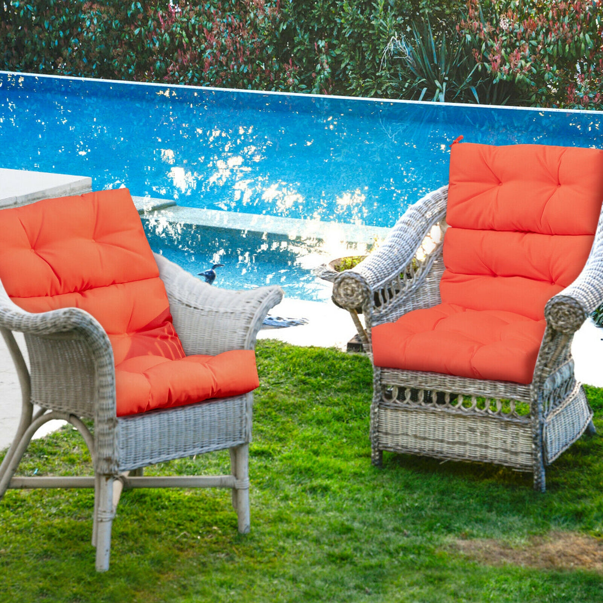 22 x 44 Inch Tufted Outdoor Patio Chair Seating Pad
