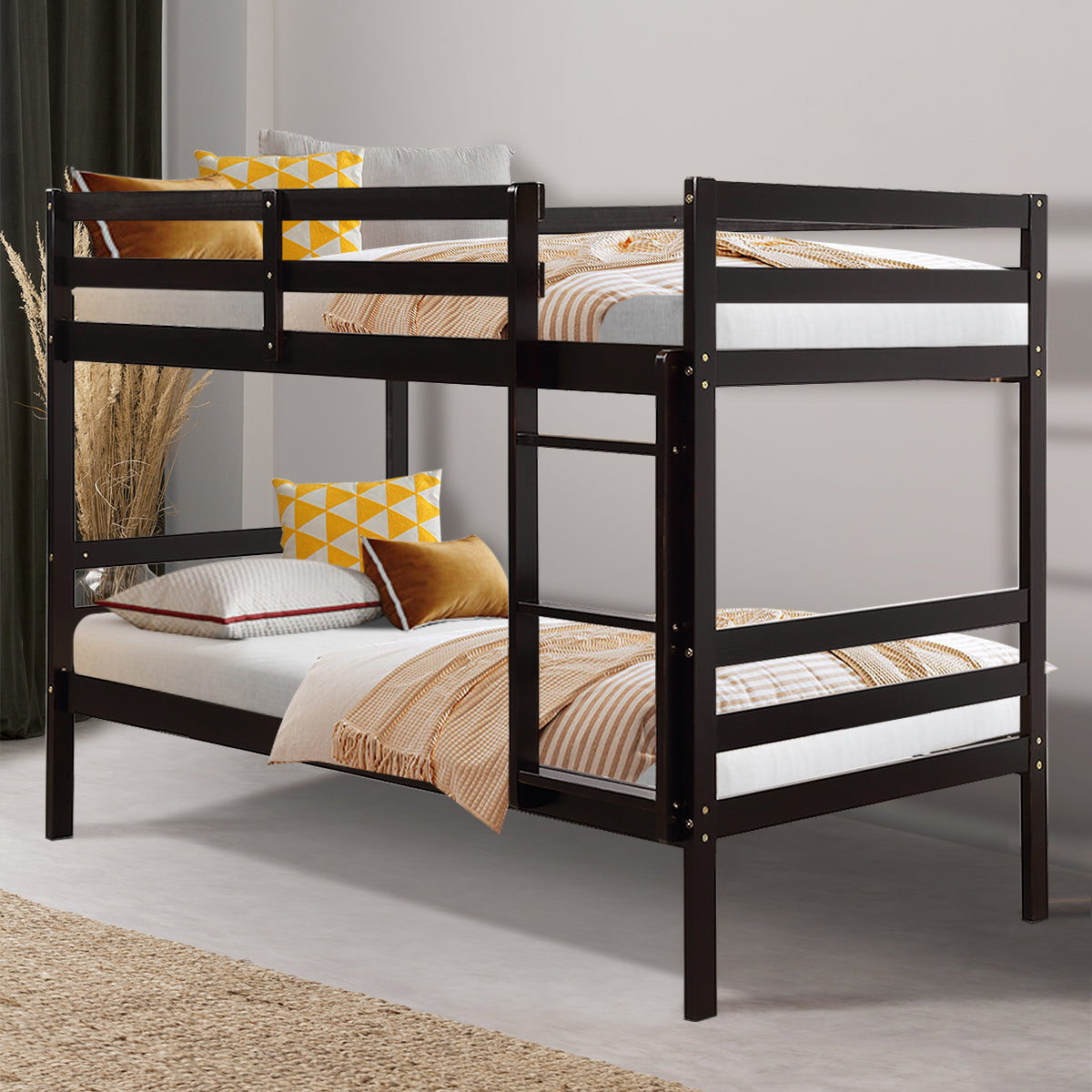 Twin Bunk Bed Children Wooden Bunk Beds Solid Hardwood