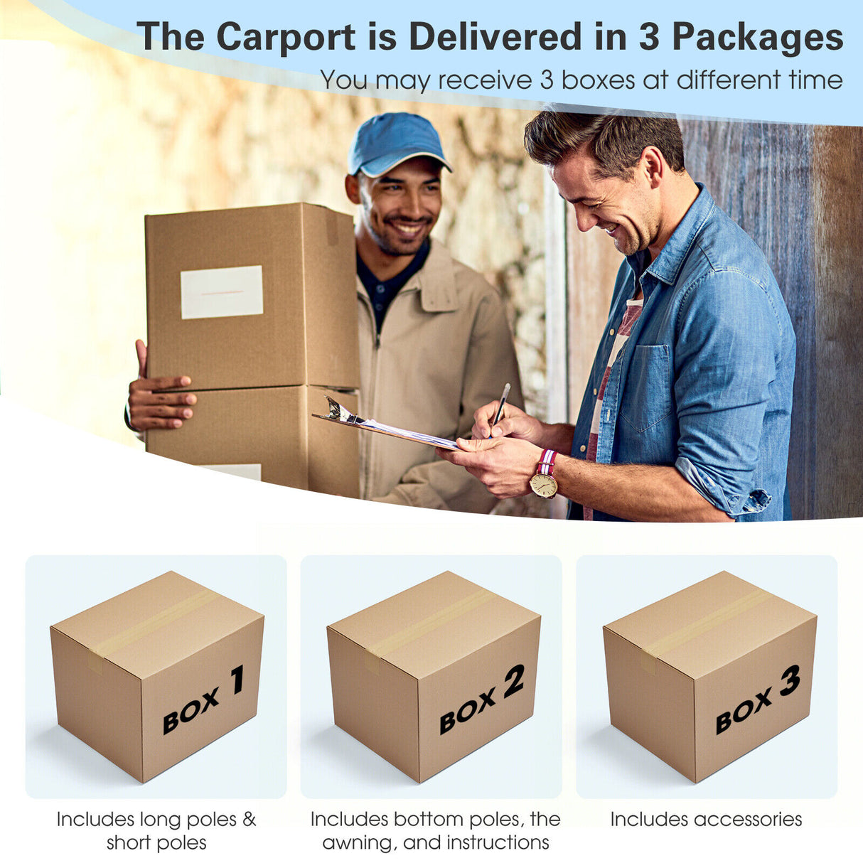 10 x 16/10 x 20 Feet Outdoor Heavy-Duty Carport with 2 Doors