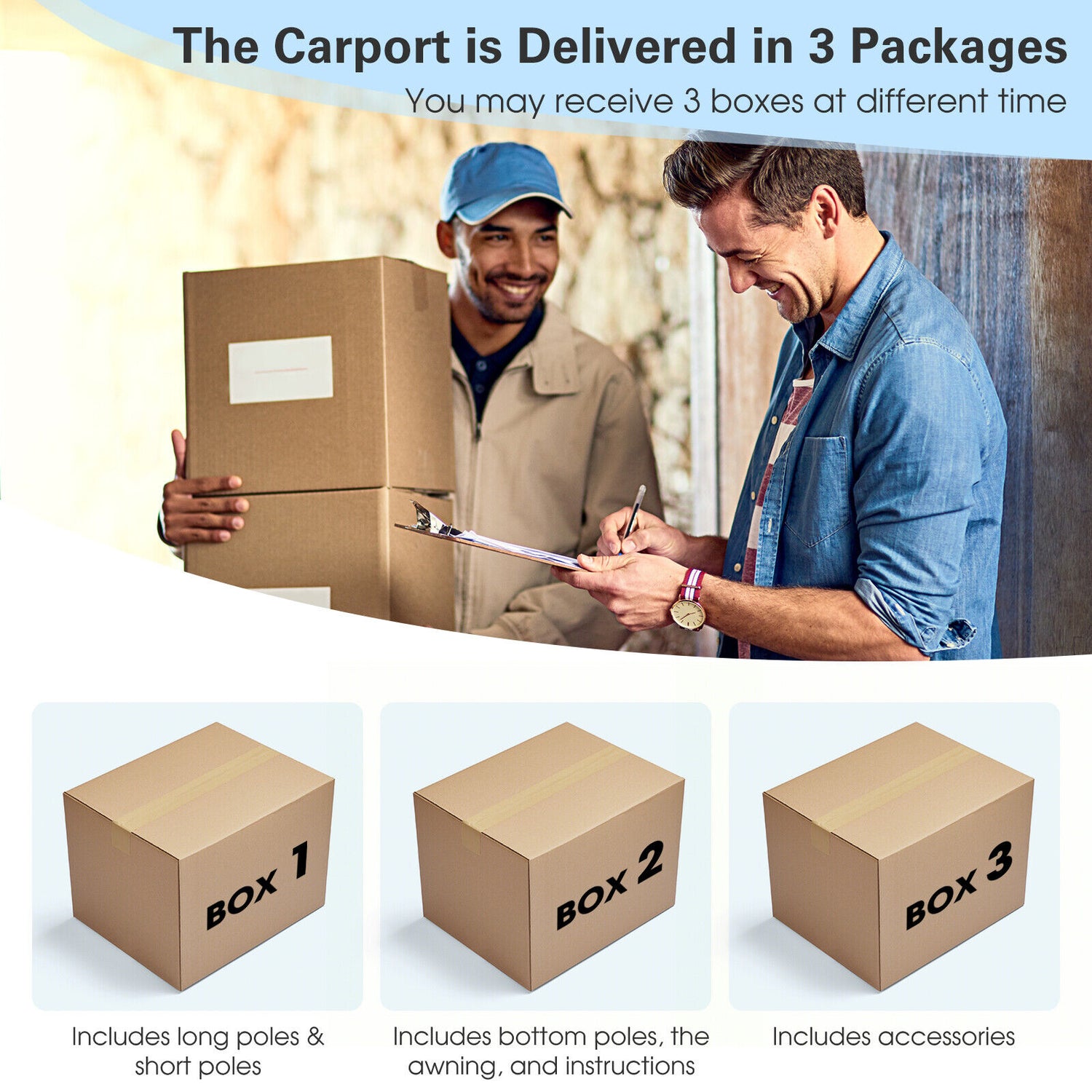 10 x 16/10 x 20 Feet Outdoor Heavy-Duty Carport with 2 Doors