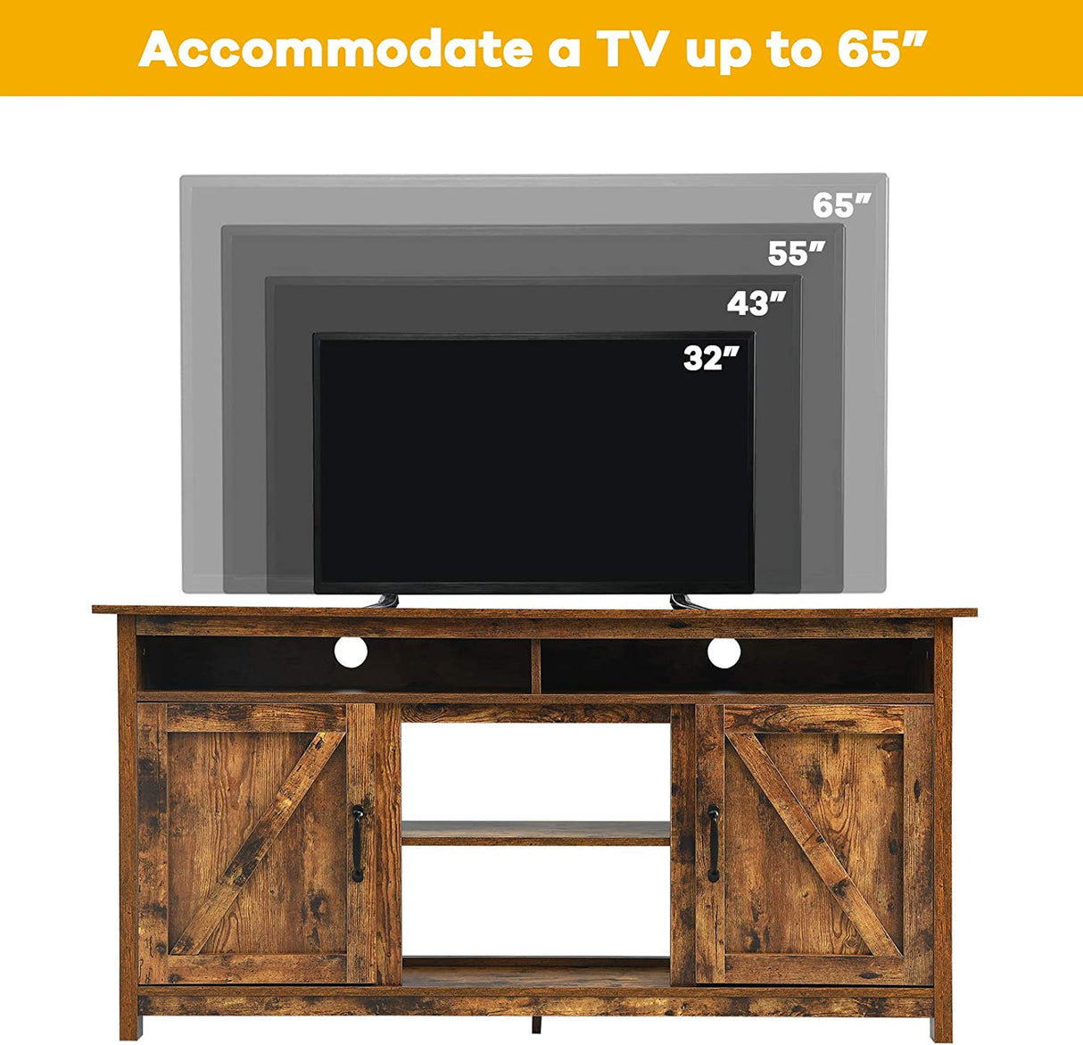 60"Industrial TV Stand Entertainment Center with Shelve and Cabinet-Brown