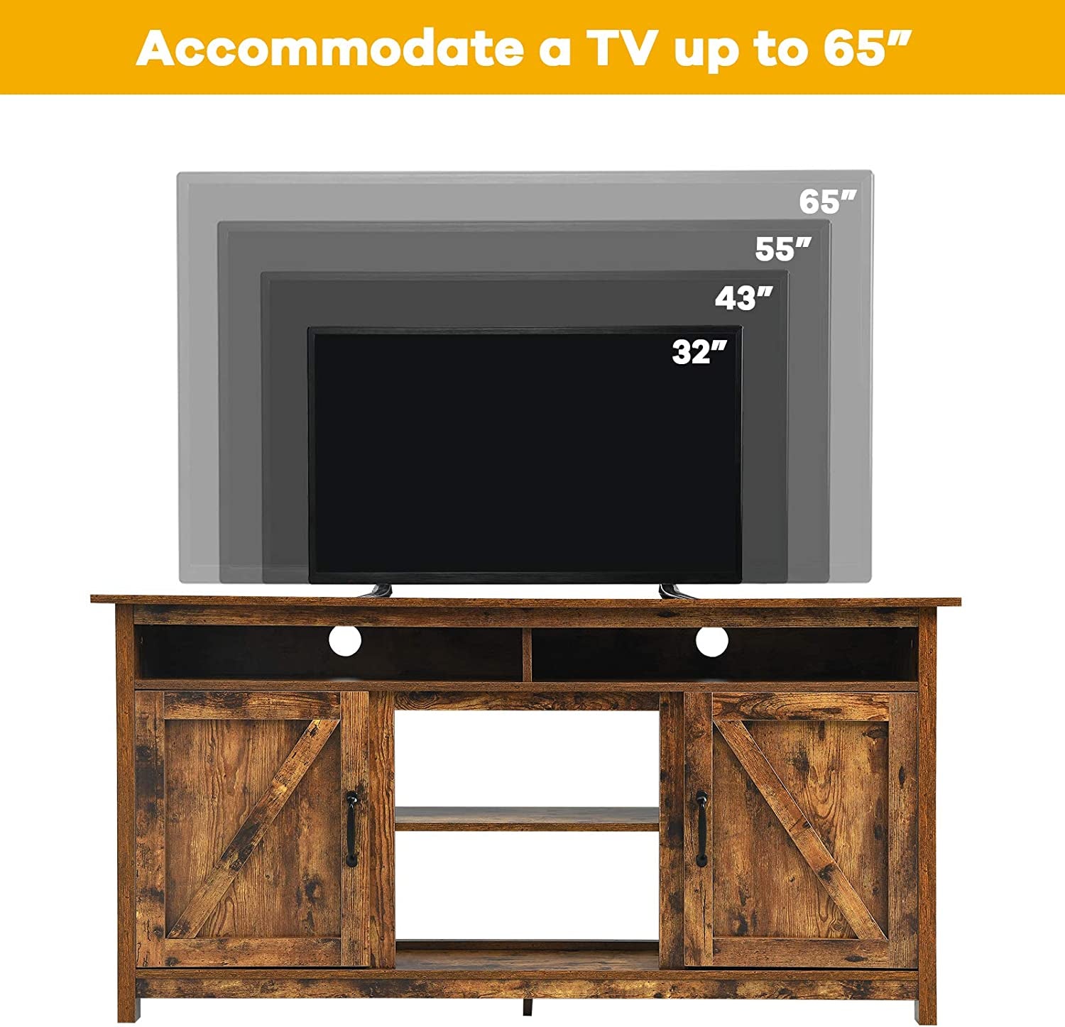 60"Industrial TV Stand Entertainment Center with Shelve and Cabinet-Brown