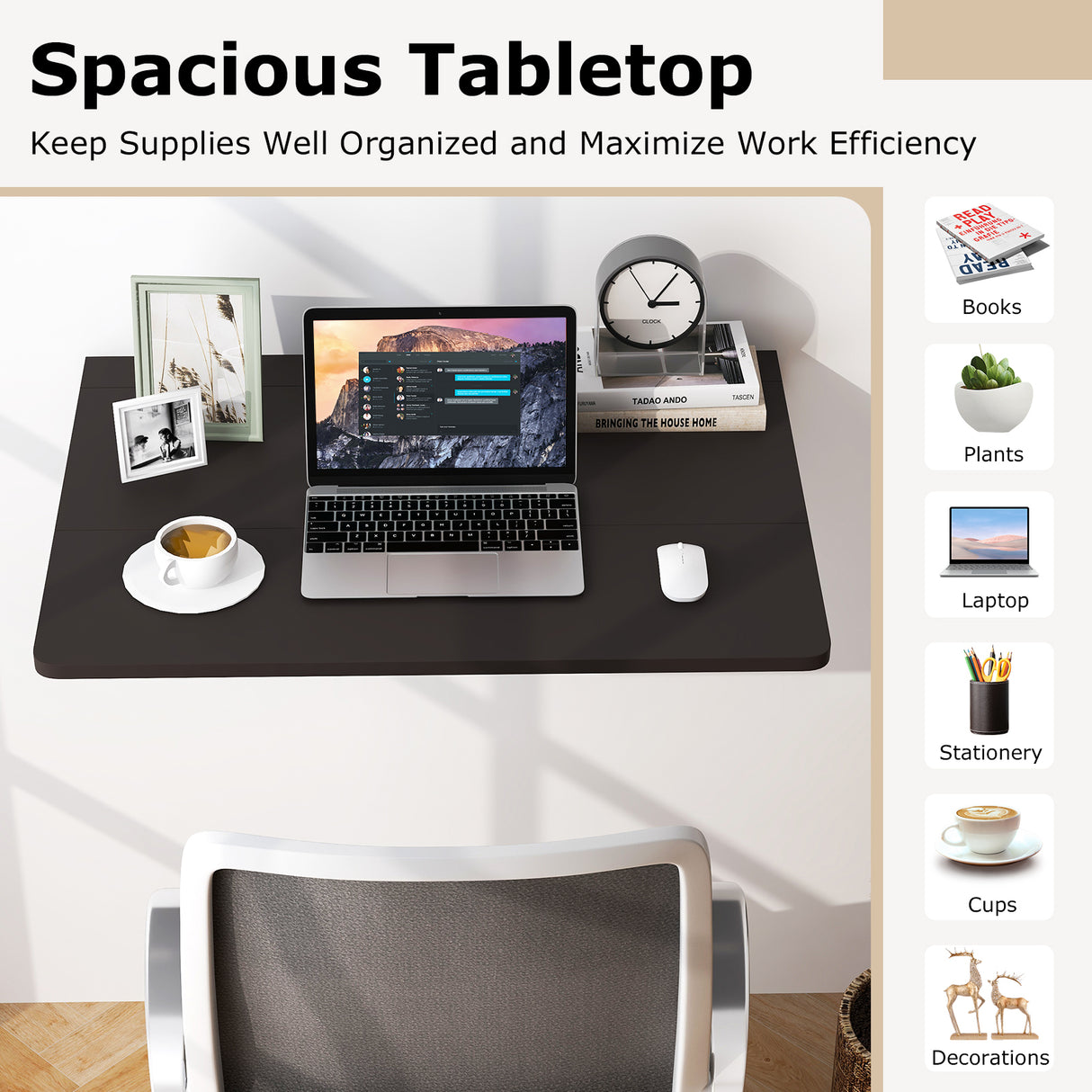 31.5 x 23.5 Inch Wall Mounted Folding Table for Small Spaces