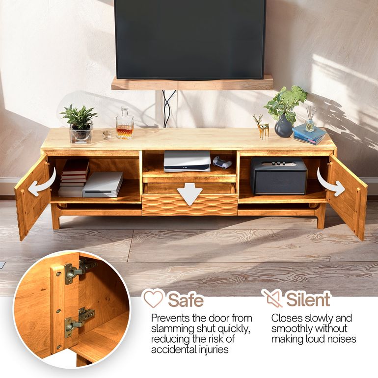 Acacia Elara Solid Wood TV Stand with Storage and Cable Management for TVs up to 80"