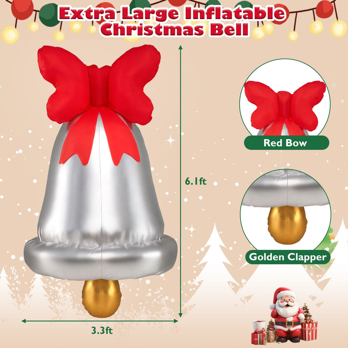 5.9 FT Christmas Inflatable Outdoor Decoration Climbing Santa