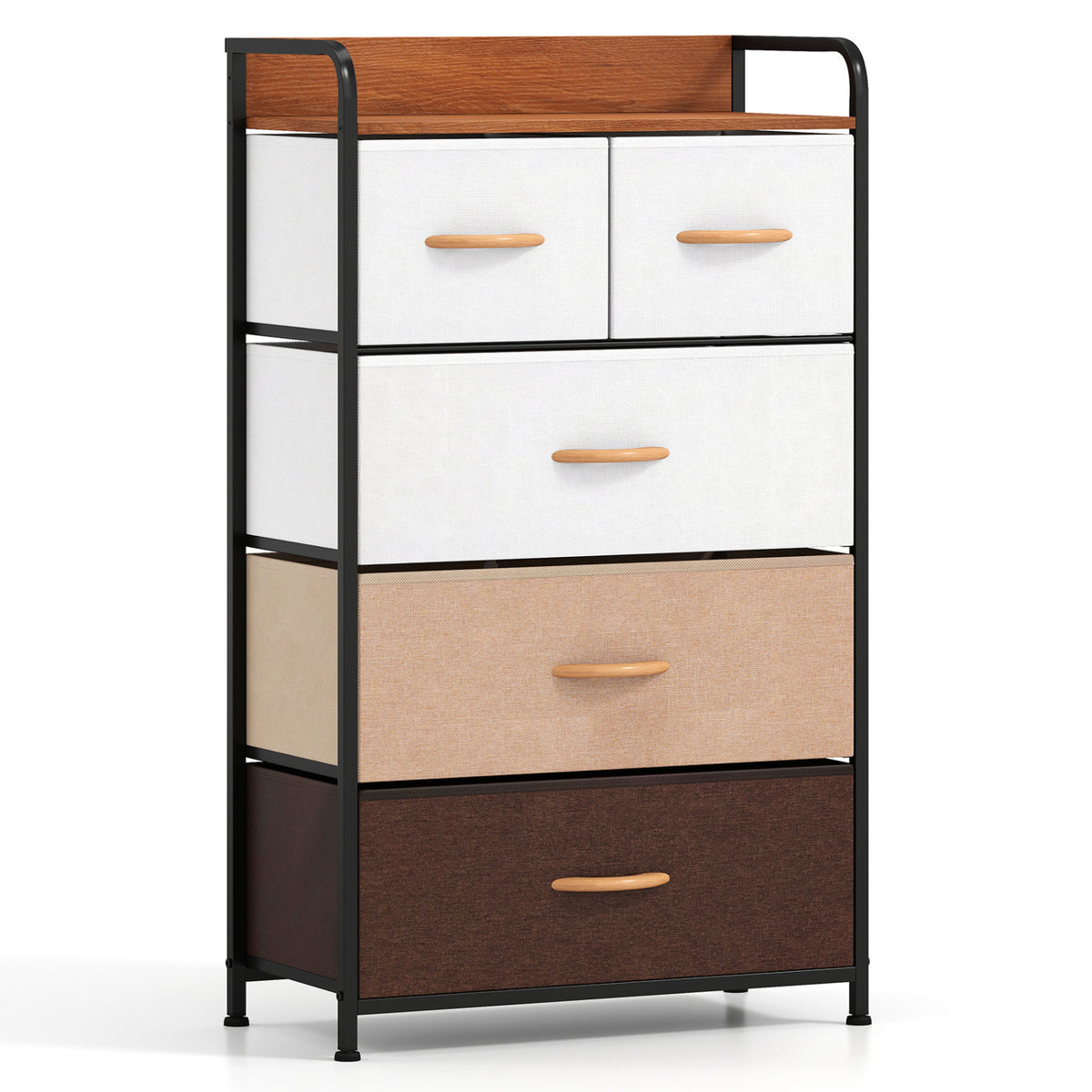 5-Drawer Fabric Dresser with Removable Fabric Bins-Multicolor