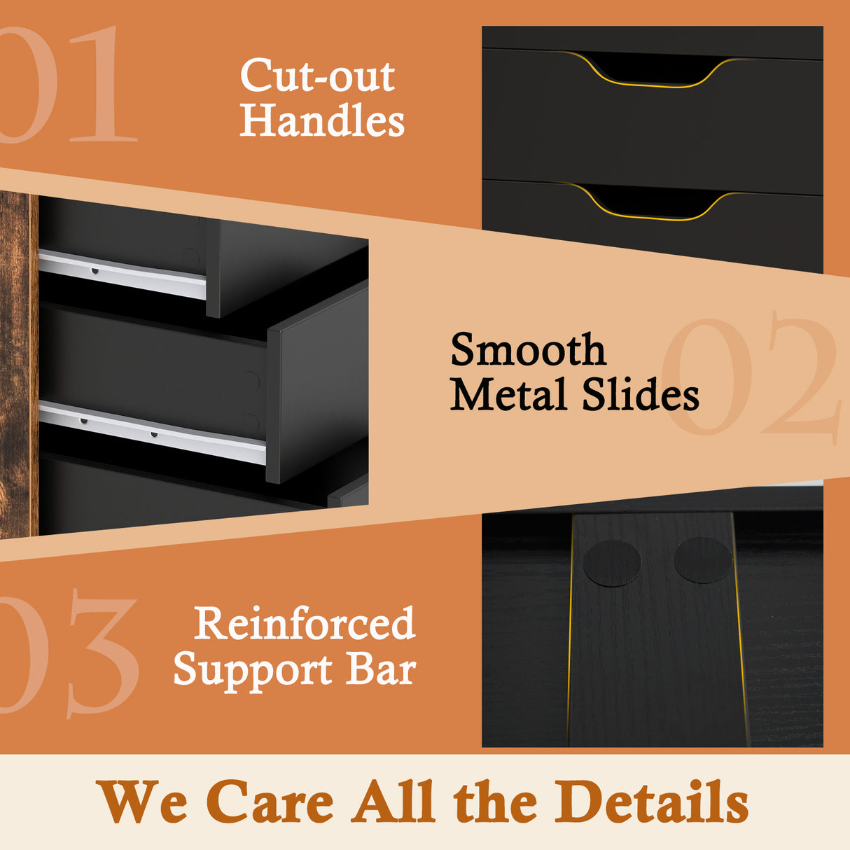 5 Drawer Mobile File Cabinet with Wheels for Living Room