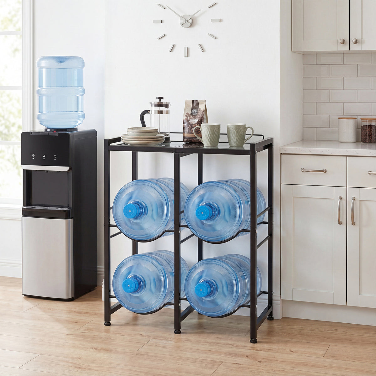 5 Gallon Water Jug Holder for 4 Bottles-Black