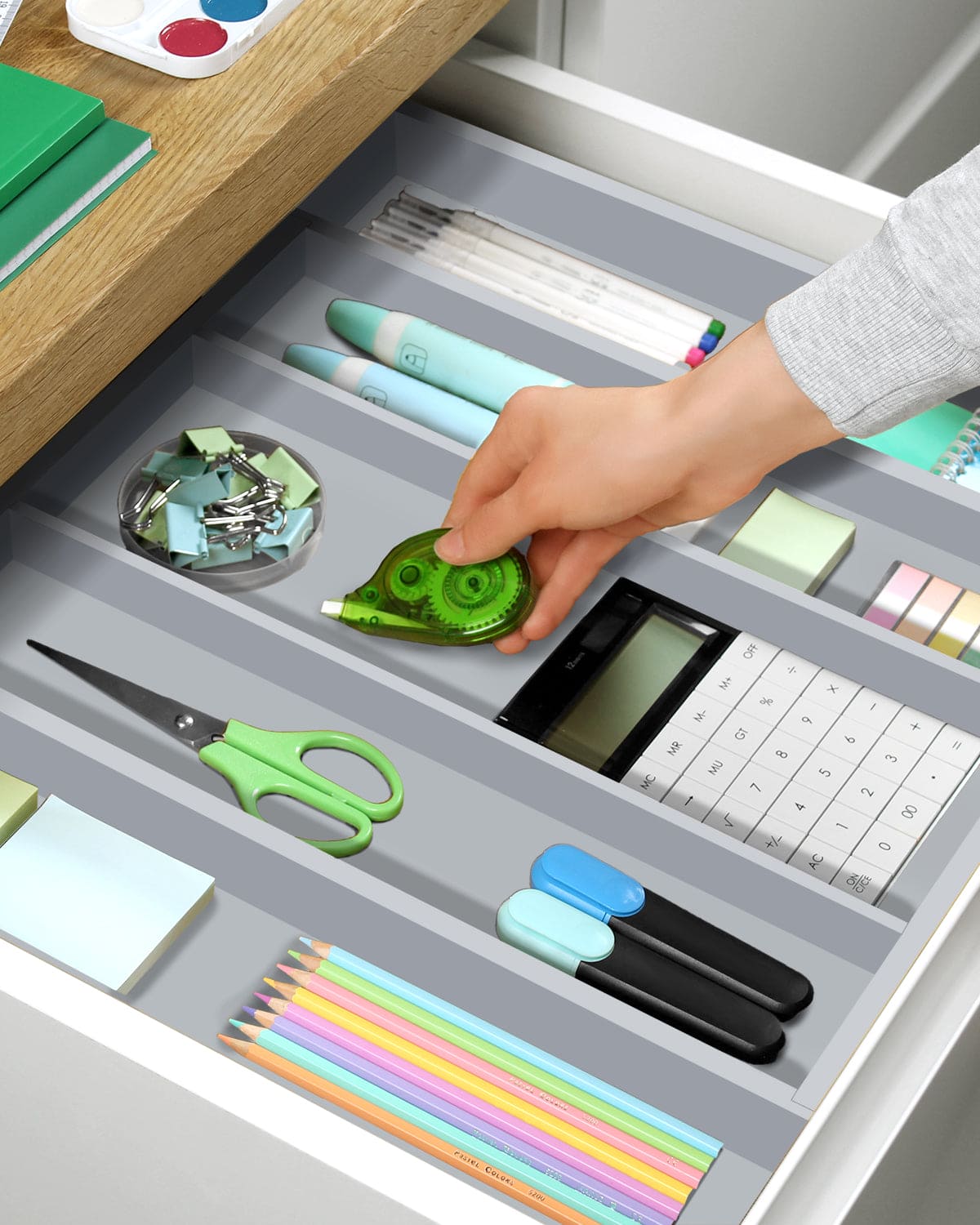 Utensil Drawer Organizer, Gray (5 Slots)