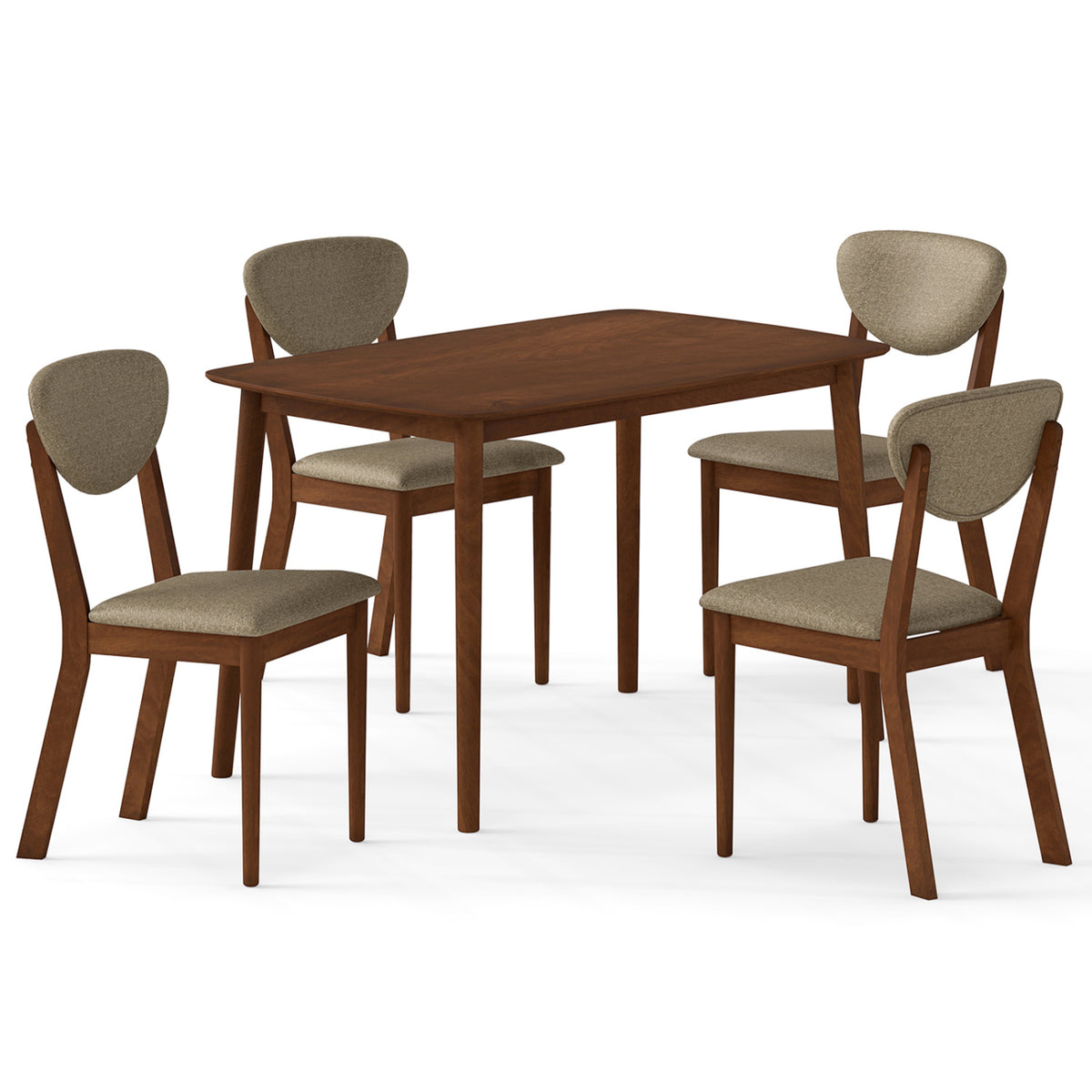 5-Piece Dining Set for 4 with Rectangular Table & Fabric Chairs for Living Room