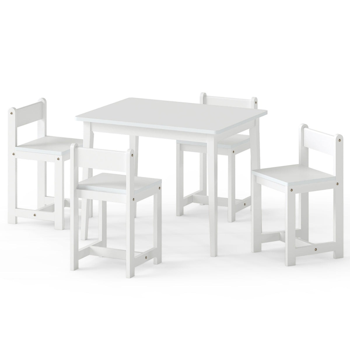 5-Piece Kids Table and Chairs Set Solid Rubber Wood Toddler Activity Table