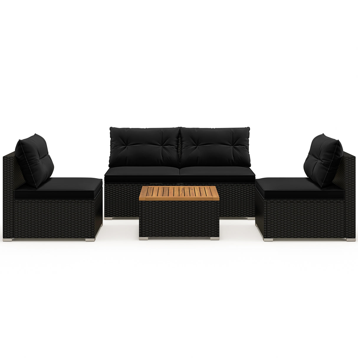 5 Piece Outdoor Furniture Set with Solid Tabletop and Soft Cushions