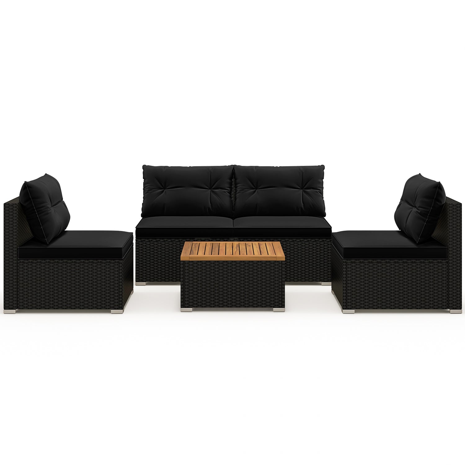 5 Piece Outdoor Furniture Set with Solid Tabletop and Soft Cushions