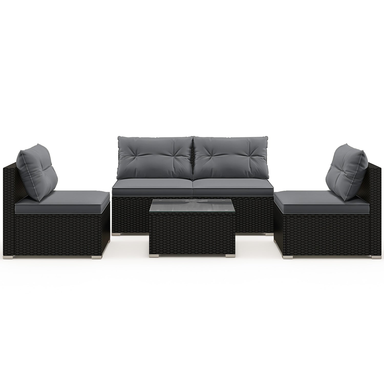 5-Piece Outdoor Patio Furniture Set with Cushions and Coffee Table