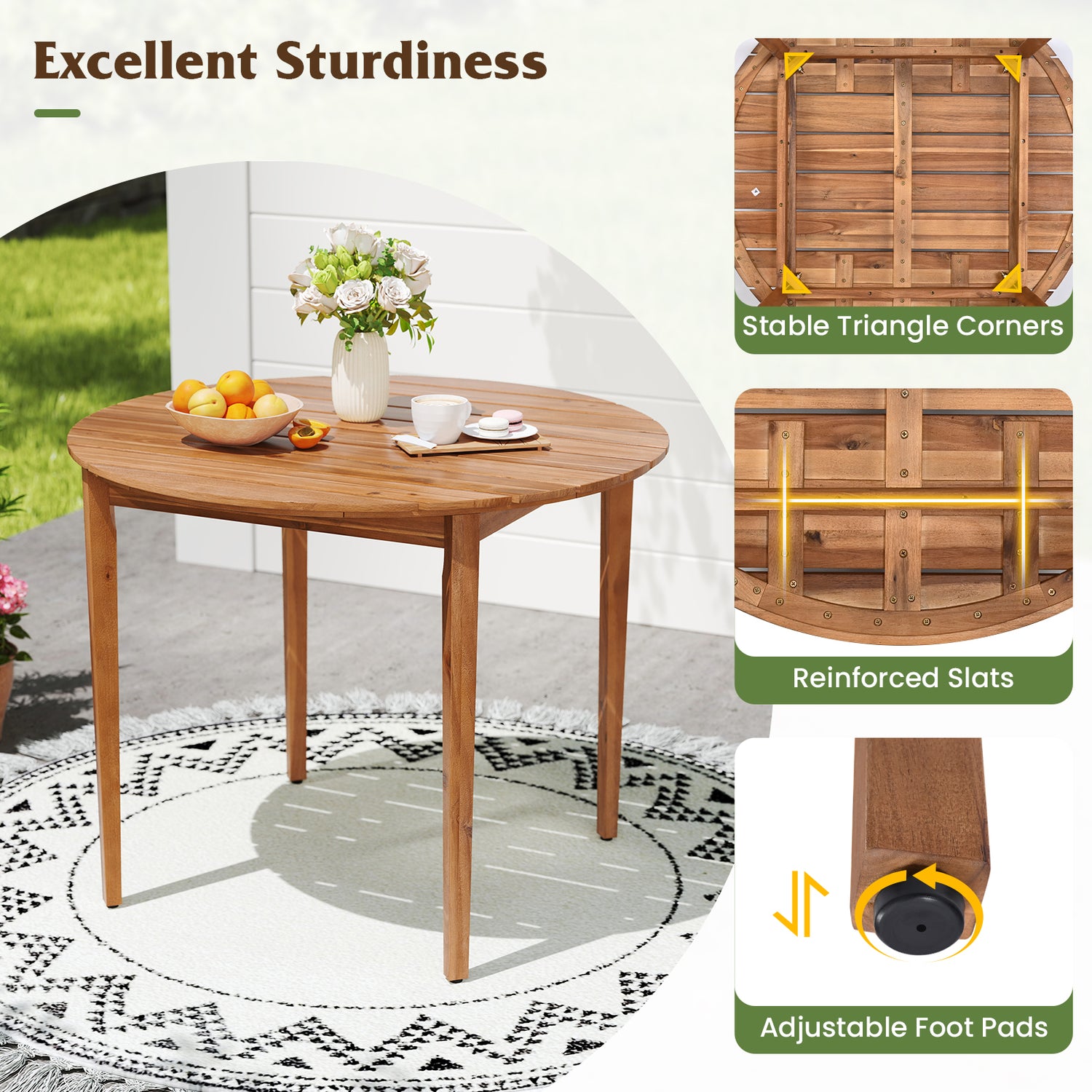 5 Pieces Patio Dining Set with Cushions and PE Rattan Backrest for Garden and Backyard