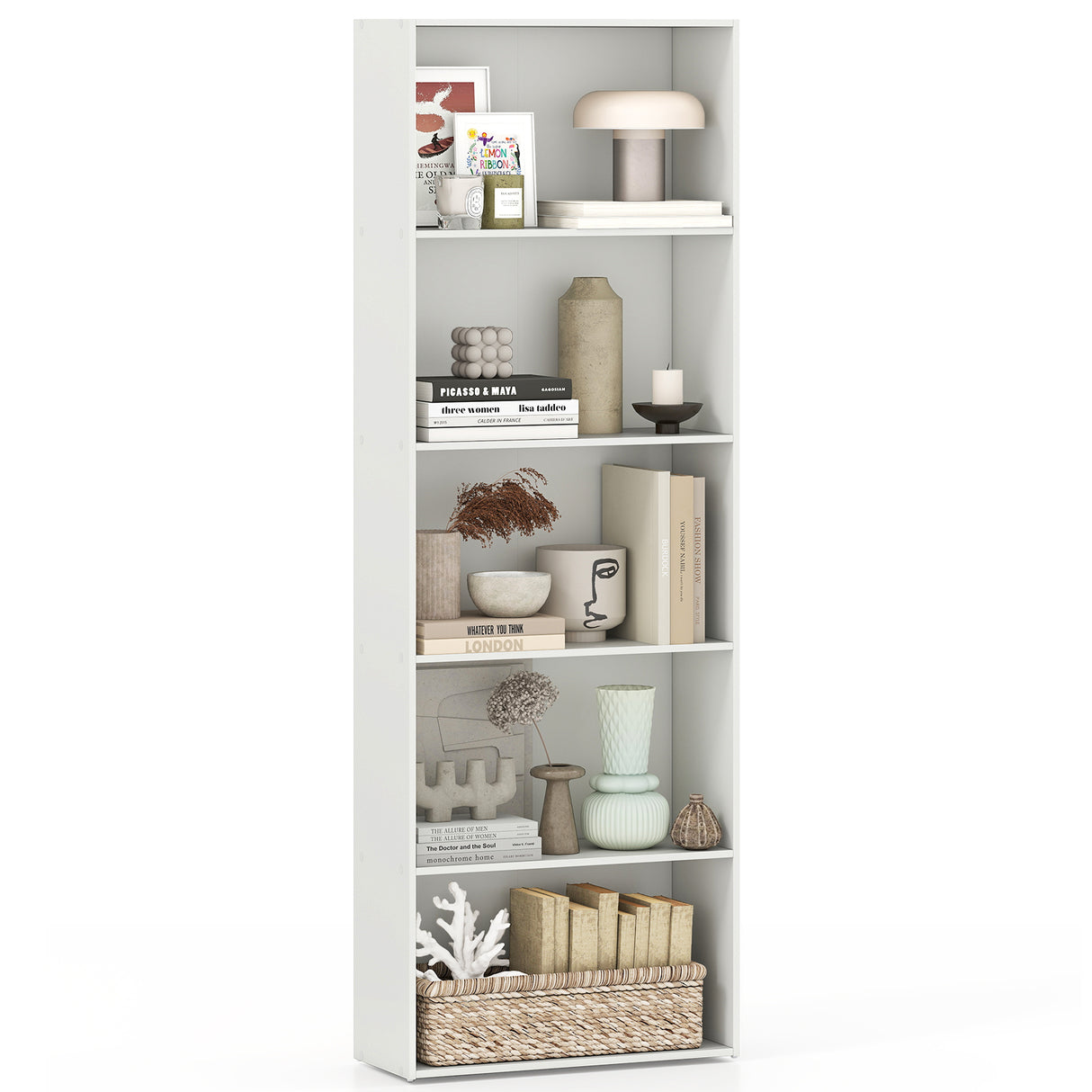 5-Shelf Storage Bookcase Modern Multi-Functional Display Cabinet Furniture