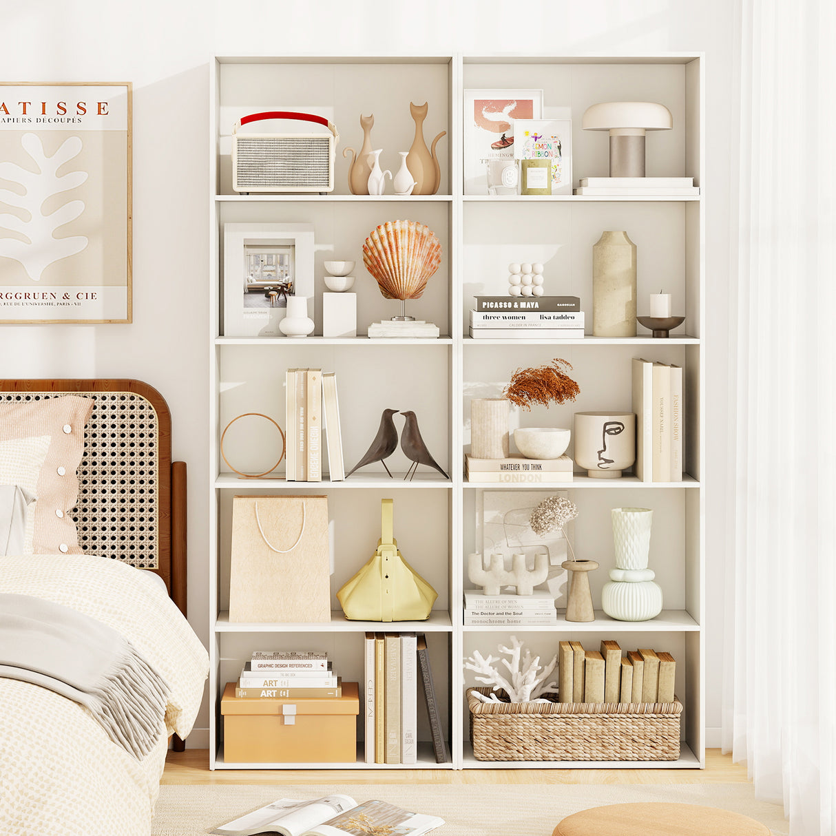 5-Shelf Storage Bookcase Modern Multi-Functional Display Cabinet Furniture