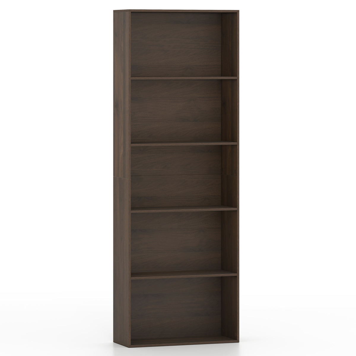 5-Tier Bookshelf Open Bookcase Freestanding Display Shelf Storage Organizer-Dark Walnut