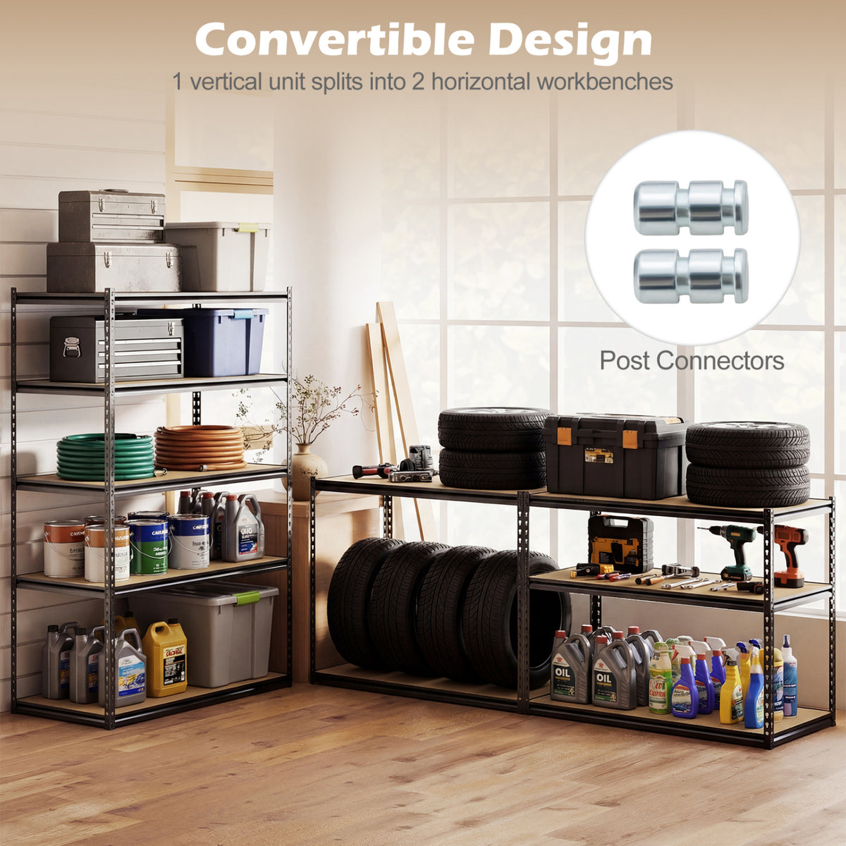 5-Tier Garage Shelving Unit 2200 LBS Heavy Duty Adjustable Utility Rack-Set of 2