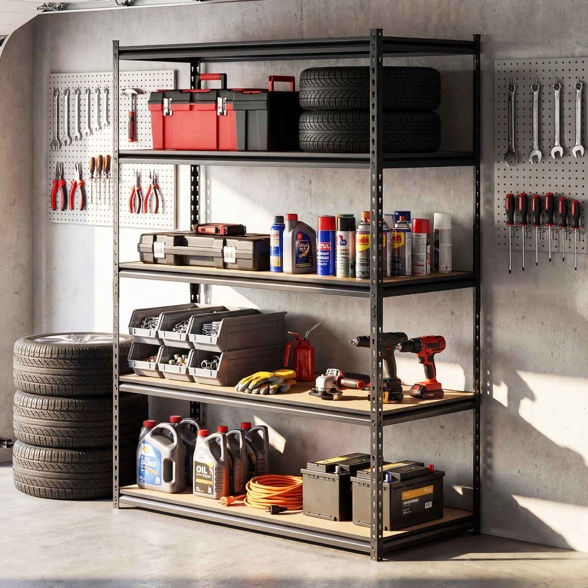 5-Tier Garage Shelving Unit for Warehouse and Basement-Set of 2