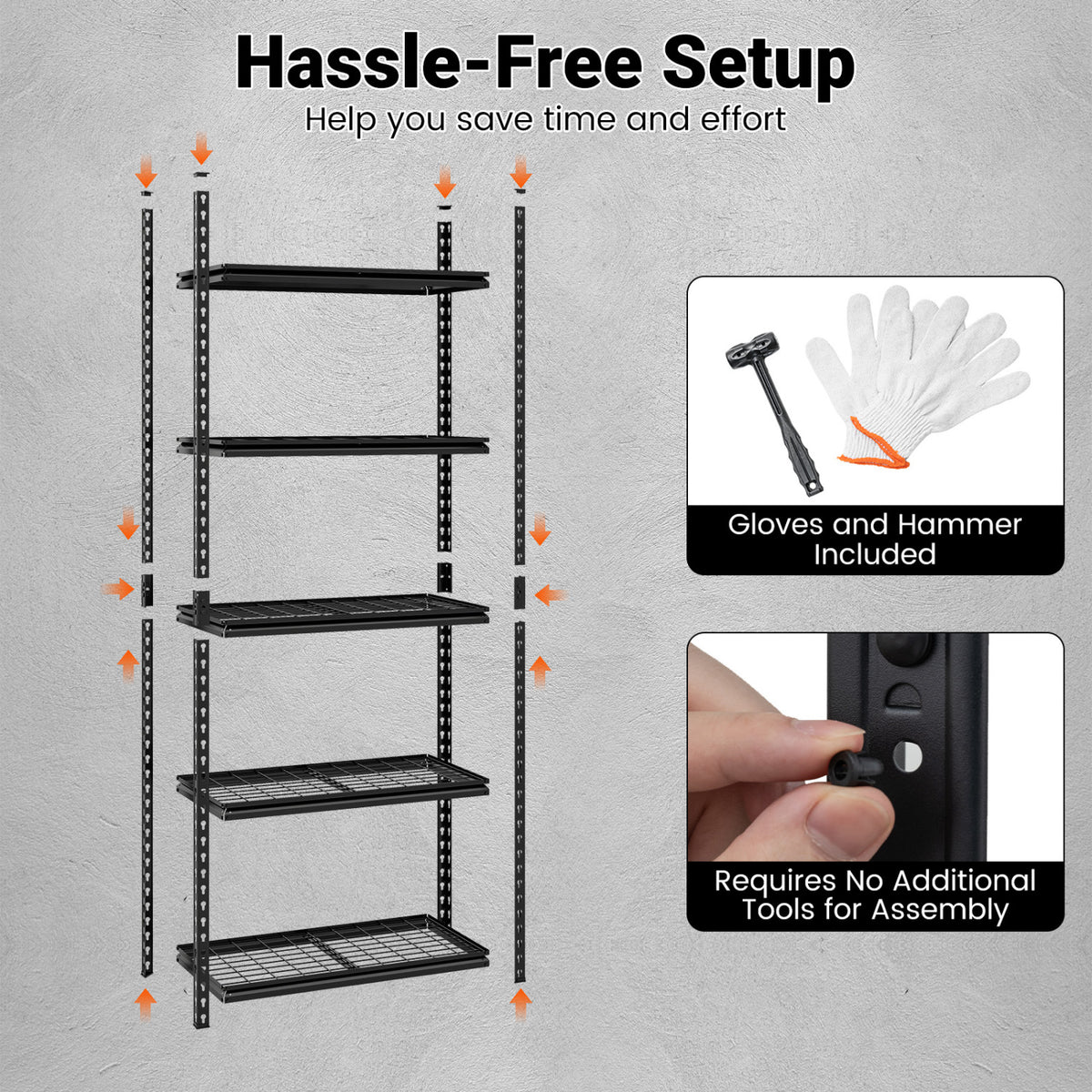 5-Tier Heavy-Duty Metal Shelving Unit with Adjustable Wire Rack Set of 1/2/3/4