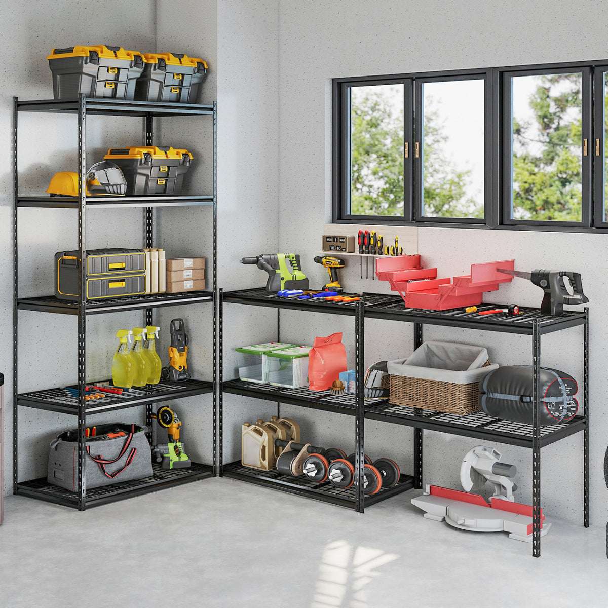 5-Tier Heavy-Duty Metal Shelving Unit with Adjustable Wire Rack Set of 1/2/3/4