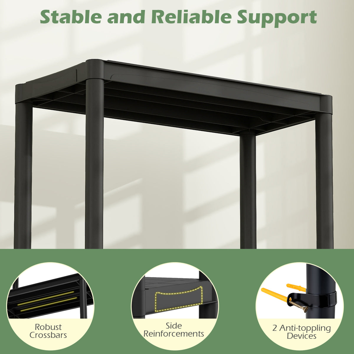 4-Tier/5-Tier/3-Tier Heavy-Duty Plastic Storage Shelves Freestanding Garage Shelving Unit