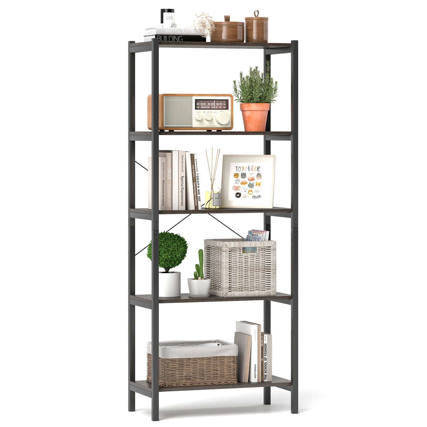 Multipurpose Open Bookcase Industrial Rack Wide Standing Storage Shelf