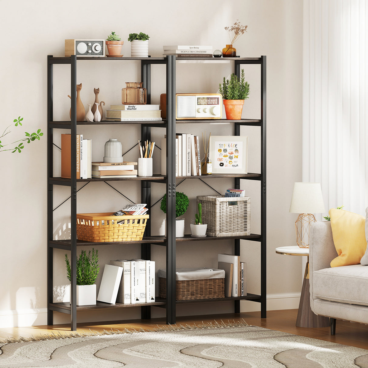 Multipurpose Open Bookcase Industrial Rack Wide Standing Storage Shelf