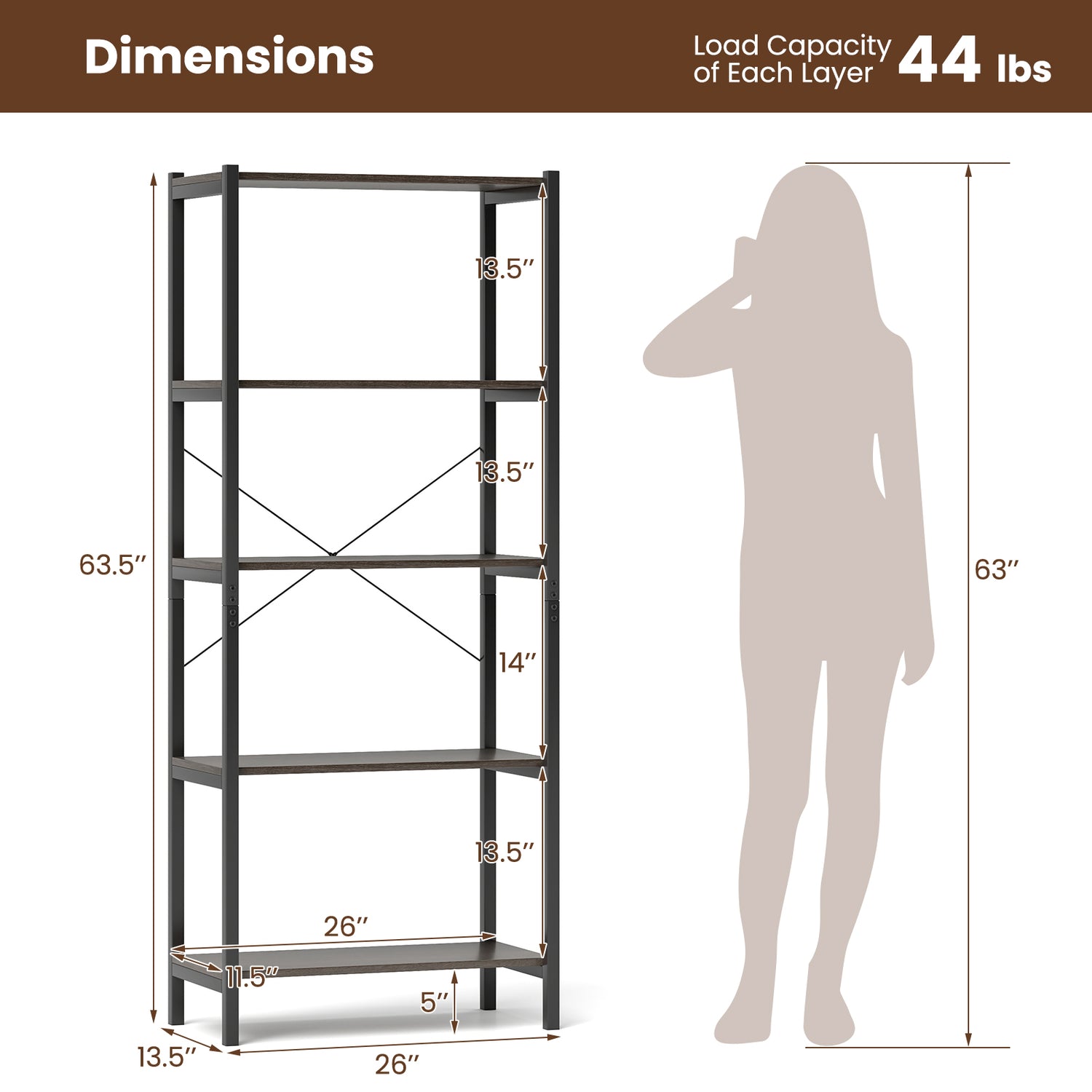 Multipurpose Open Bookcase Industrial Rack Wide Standing Storage Shelf